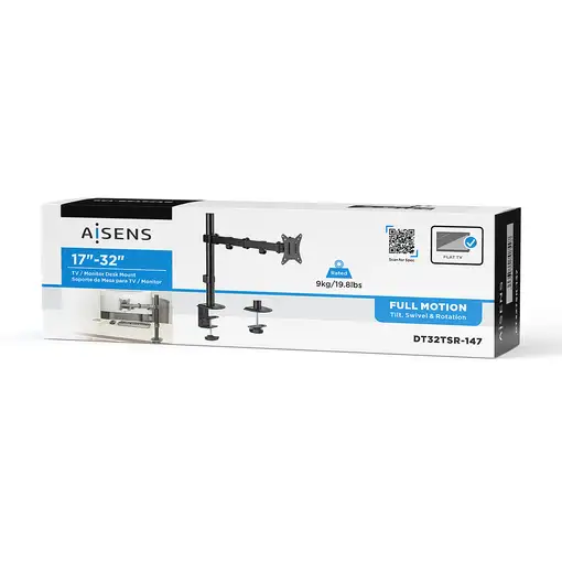 AISENS Soporte de Mesa ECO Giratorio e Inclinable para Monitor/TV 9Kg (3 Pivotes,