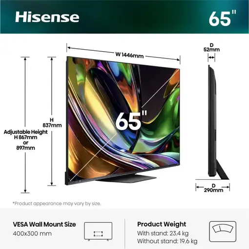 Televisor RGB-Mini LED 65" 4K Ultra HD Negro Smart 20019625 HISENSE