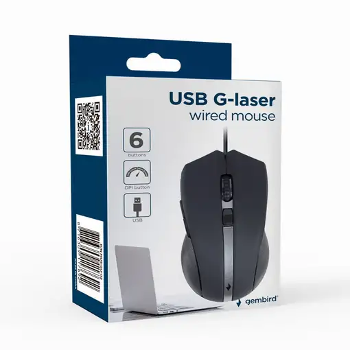 Gembird MUS-GU-02 ratón Ambidextro USB tipo A Laser 2400 DPI