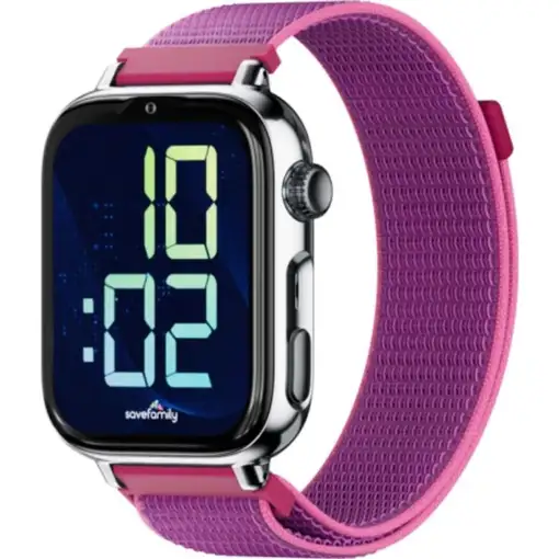 Reloj GPS Infantil SaveFamily SaveWatch PLUS 2 Carcasa Plata Correa Tela Frambuesa Reloj GPS Infantil SaveFamily SaveWatch PLUS 2 Carcasa Plata Correa Tela Frambuesa