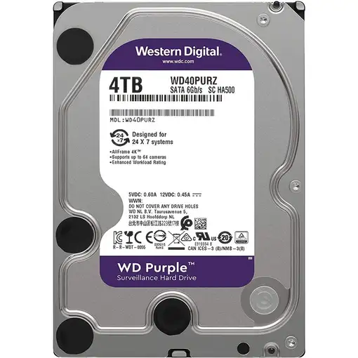 Western Digital Purple disco duro interno 4 TB 5400 RPM 64 MB 3.5" Serial ATA III