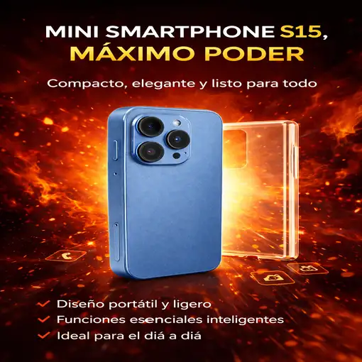 Mini Movil Premium con Triple Cámara, Diseño Elegante y Tamaño Compacto X15-Azul