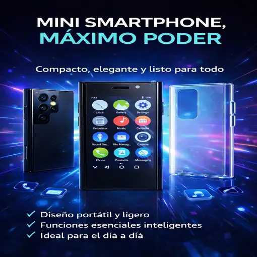 Mini Móvil Premium con Triple Cámara, Diseño Elegante y Tamaño Compacto X24 - Negr
