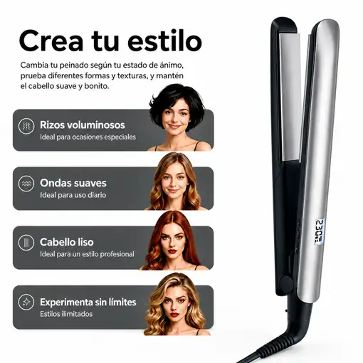 Plancha de Pelo Profesional Klack HLQ-006 con Placas Cerámicas 3D, Pantalla LED