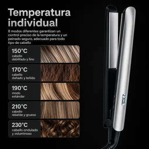 Plancha de Pelo Profesional Klack HLQ-006 con Placas Cerámicas 3D, Pantalla LED