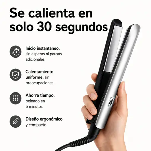 Plancha de Pelo Profesional Klack HLQ-006 con Placas Cerámicas 3D, Pantalla LED