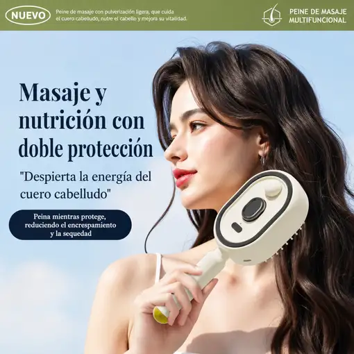 Cepillo Capilar Klack Pulverización 10 ml USB-C, Antienredos y Antiestático Masaje