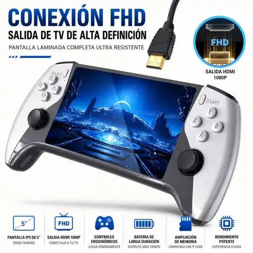 Consola Retro Klack SF3500 5" IPS, HDMI 1080p y Memoria TF Ampliable