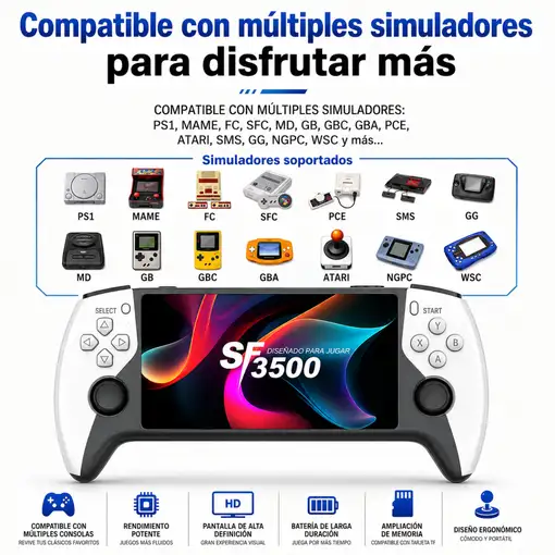 Consola Retro Klack SF3500 5" IPS, HDMI 1080p y Memoria TF Ampliable