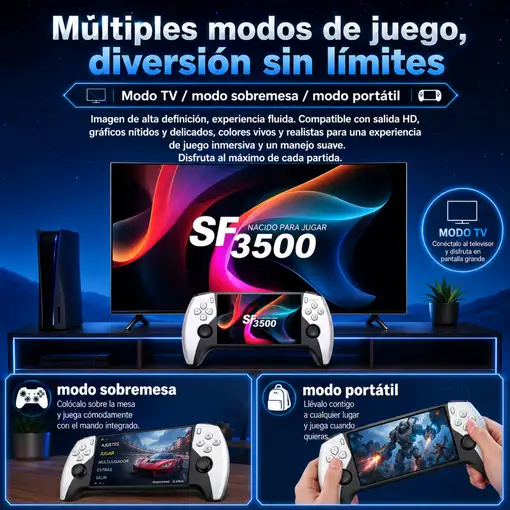 Consola Retro Klack SF3500 5" IPS, HDMI 1080p y Memoria TF Ampliable
