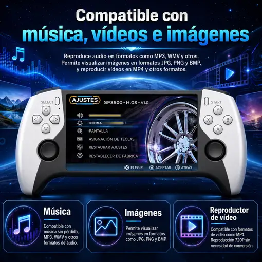 Consola Retro Klack SF3500 5" IPS, HDMI 1080p y Memoria TF Ampliable