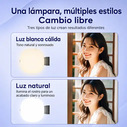 Espejo Selfie Magnético Klack para Móvil con Luz LED, Giro 360° y 270°