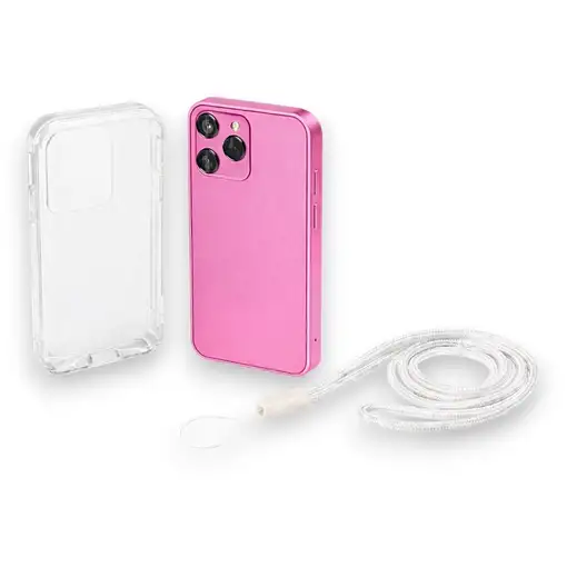Mini Móvil Premium con Triple Cámara, Diseño Elegante y Tamaño Compacto-Rosa