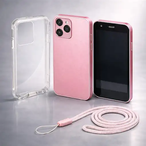 Mini Móvil Premium con Triple Cámara, Diseño Elegante y Tamaño Compacto-Rosa