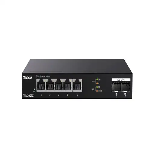 Tenda TEM2007X switch 2.5G Ethernet (100/1000/2500) Escritorio Negro Tenda TEM2007X switch 2.5G Ethernet (100/1000/2500) Escritorio Negro