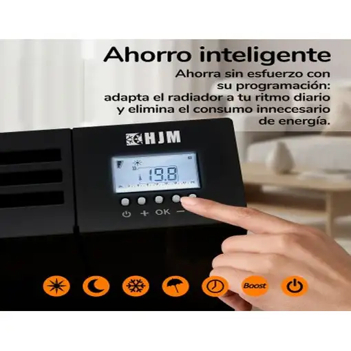 Emisor térmico seco ELIAN 1500 W negro con patas incluidas, Programable 24/7