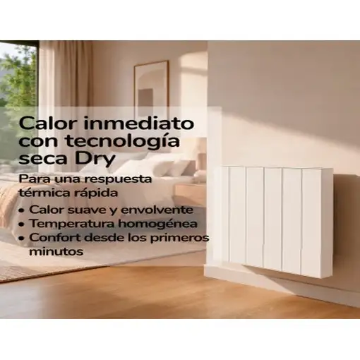 Emisor térmico seco ELIAN 500 W blanco con patas incluidas, Programable 24/7