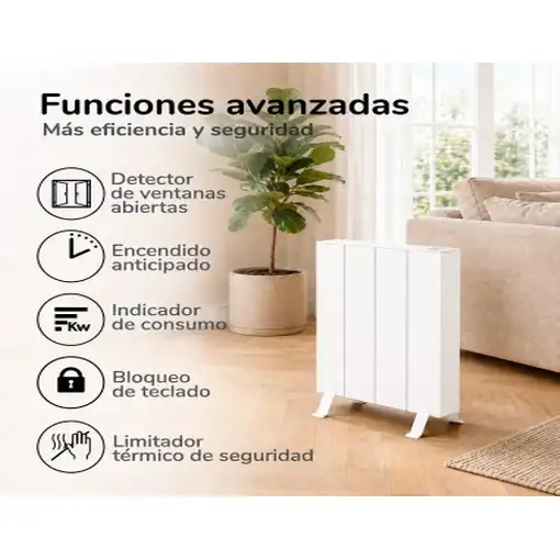 Emisor térmico seco ELIAN 500 W blanco con patas incluidas, Programable 24/7