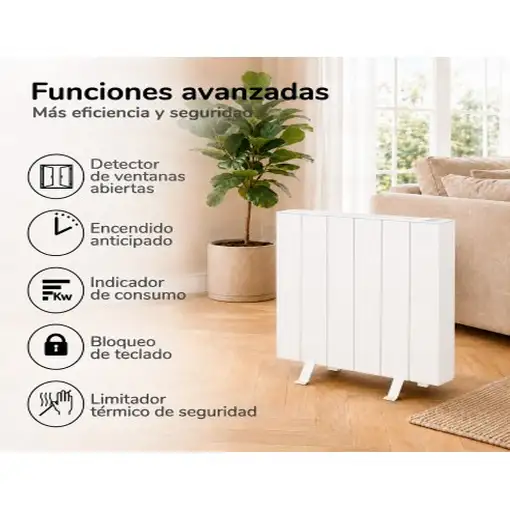Emisor térmico seco ELIAN 1000 W blanco con patas incluidas, Programable 24/7