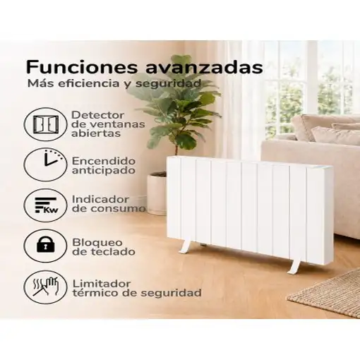 Emisor térmico seco ELIAN 1500 W blanco con patas incluidas, Programable 24/7