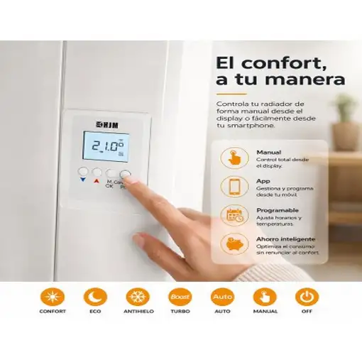 Emisor Térmico Fluido Bajo Consumo TAYN 500 WiFi Curvo - Programable - ALEXA y GOO