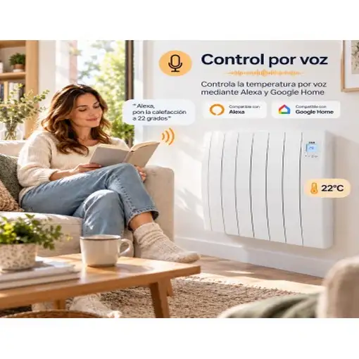 Emisor Térmico Fluido Bajo Consumo TAYN 500 WiFi Curvo - Programable - ALEXA y GOO