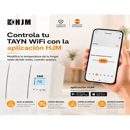 Emisor Térmico Fluido Bajo Consumo TAYN 1000 WiFi Curvo - Programable - ALEXA y GO