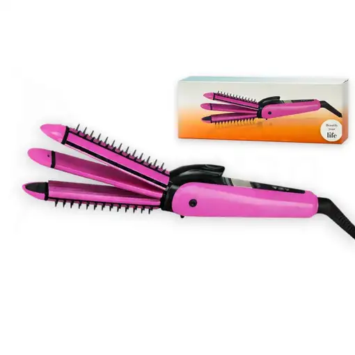 Plancha de Pelo Profesional 3 En 1 para Alisar y Ondular Modelo RC-903 Con Recubri