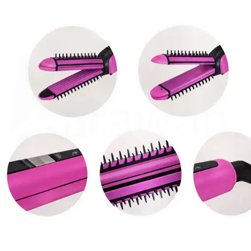 Plancha de Pelo Profesional 3 En 1 para Alisar y Ondular Modelo RC-903 Con Recubri