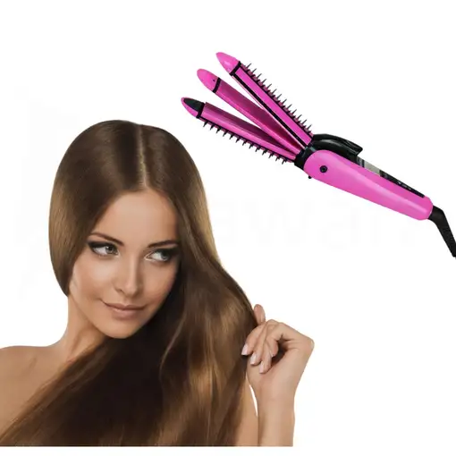 Plancha de Pelo Profesional 3 En 1 para Alisar y Ondular Modelo RC-903 Con Recubri