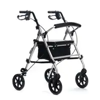 Andador plegable de aluminio con 4 ruedas, frenos y asiento, PPC035 MDH Andador plegable de aluminio con 4 ruedas, frenos y asiento, PPC035 MDH