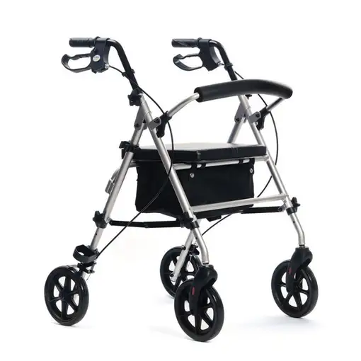 Andador plegable de aluminio con 4 ruedas, frenos y asiento, PPC035 MDH Andador plegable de aluminio con 4 ruedas, frenos y asiento, PPC035 MDH