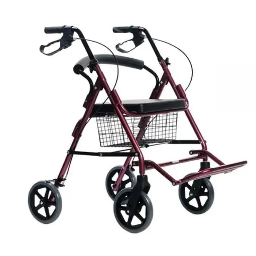 Andador con 4 ruedas, asiento, plegable y ajustable, PPCO23 MDH Andador con 4 ruedas, asiento, plegable y ajustable, PPCO23 MDH