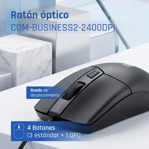 iggual Ratón óptico COM-BUSINESS2-2400DPI negro