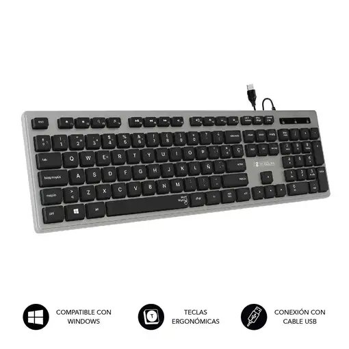 Teclado Con Cable Ergo  GrisNegro