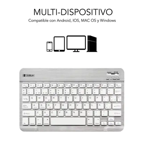 Teclado Bluetooth Smart Para Tablet O Ipad  BlancoPlata