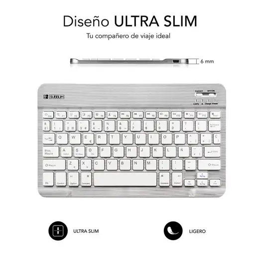 Teclado Bluetooth Smart Para Tablet O Ipad  BlancoPlata