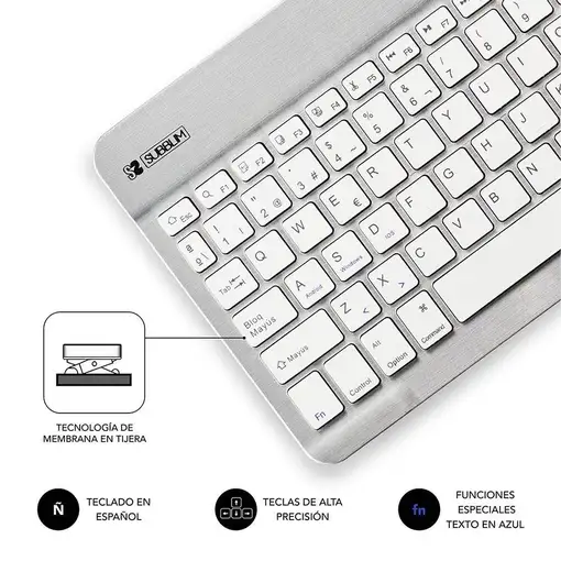 Teclado Bluetooth Smart Para Tablet O Ipad  BlancoPlata