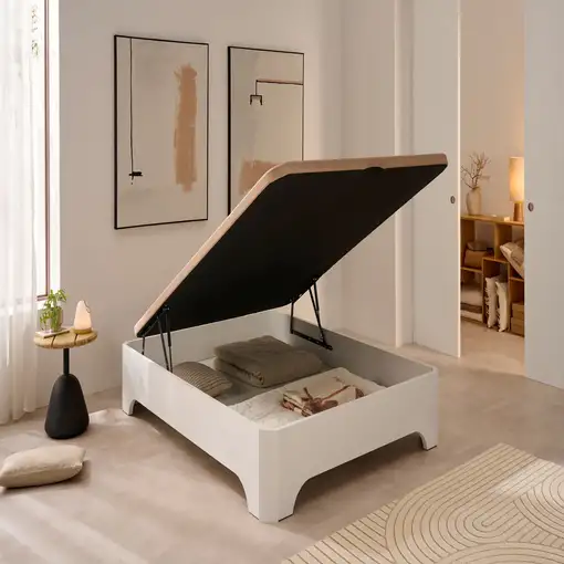 Canapé abatible con patas Elegance 38 cm 160x200 Blanco sin montaje MATRIS