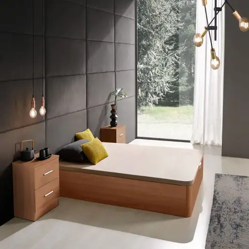 Canapé abatible de madera Diana 34 cm 150x190 Cerezo sin montaje MATRIS