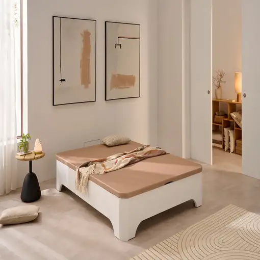 Canapé abatible con patas Elegance 38 cm 105x200 Blanco sin montaje MATRIS