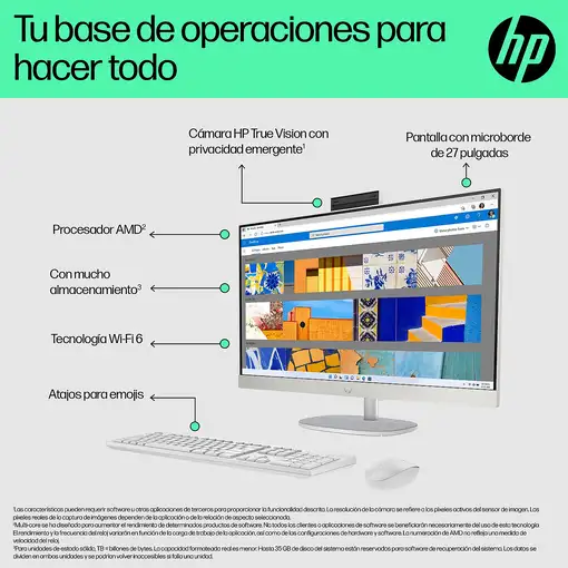 HP 27-cr0025ns AMD Ryzen™ 3 7320U 68,6 cm (27\) 1920 x 1080 Pixeles PC todo en uno