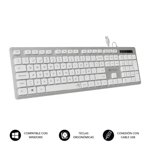 Teclado Con Cable Ergo  BlancoPlata