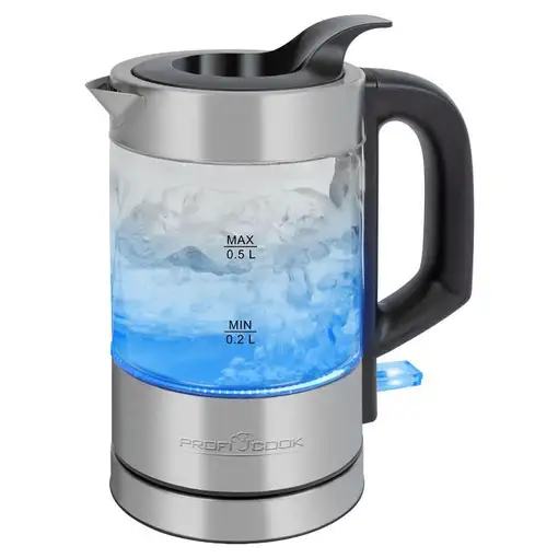ProfiCook PC-WKS 1228 G tetera eléctrica 0,5 L 1100 W Acero inoxidable, Transparen