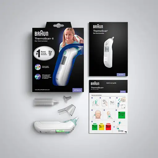 Braun ThermoScan 6 Termómetro de contacto Blanco Oído Botones