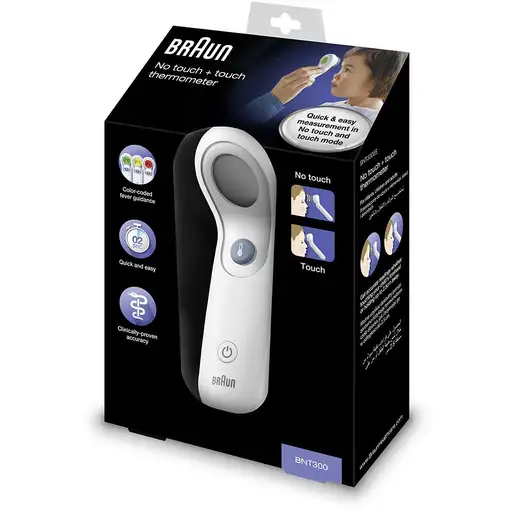 Braun BNT300WE termómetro digital Termómetro con sensor remoto Blanco Frente Boton