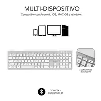 Teclado Pure Extended  Extendido Inalámbrico Bluetooth  BlancoPlata