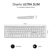 Teclado Pure Extended  Extendido Inalámbrico Bluetooth  BlancoPlata