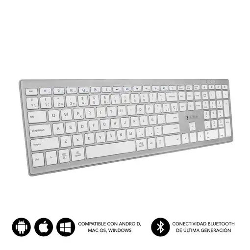 Teclado Pure Extended  Extendido Inalámbrico Bluetooth  BlancoPlata