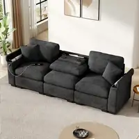 Sofá CollaHausse en chenilla, con cojines, mesa abatible, puerto USB, portavasos Sofá CollaHausse en chenilla, con cojines, mesa abatible, puerto USB, portavasos